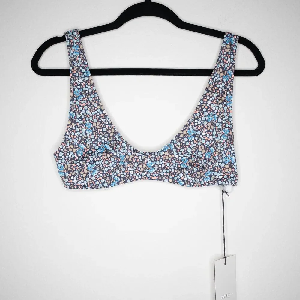 Spell Poppy Bikini Set Scoop Top Cheeky Pant Floral Top SZ L Bottom SZ M NWT - Picture 3 of 9